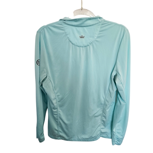 Peter Millar Womens pullover long sleeve top 1/2 zip aqua 50+SPF Medium - Picture 2 of 7